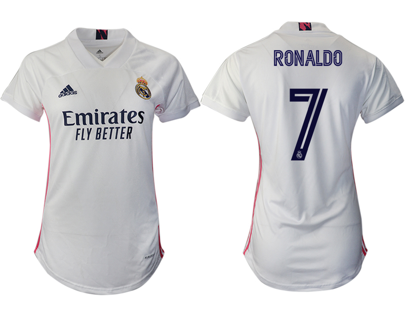 Women 2020-2021 Real Madrid home aaa version #7 white Soccer Jerseys1->real madrid jersey->Soccer Club Jersey